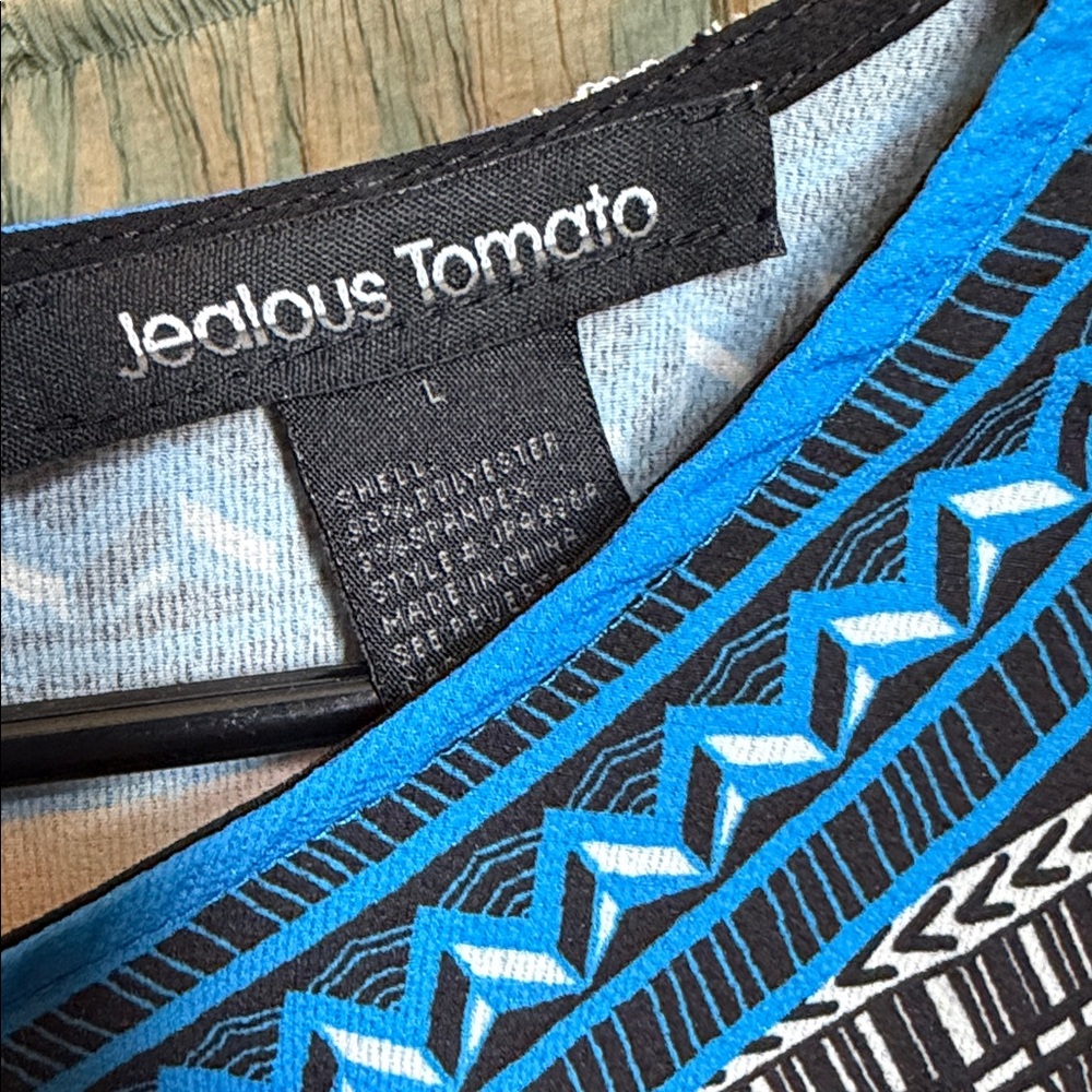 Jealous Tomato Black & Blue Tropical Leaf Romper Short Set - Picture 3 of 3